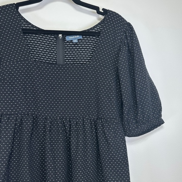 Modcloth | Black Polka Dot Dress | Embroidered Babydoll Dress | 100% Cotton - Picture 9 of 9